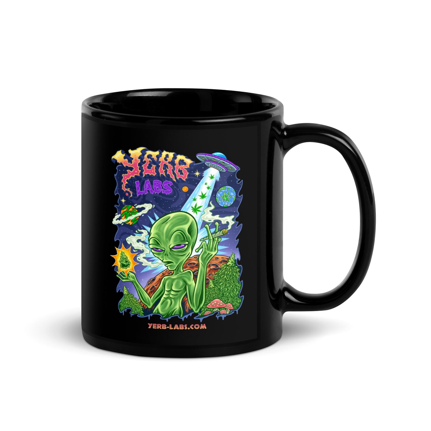 Yerb Labs Trippy Black Glossy Mug