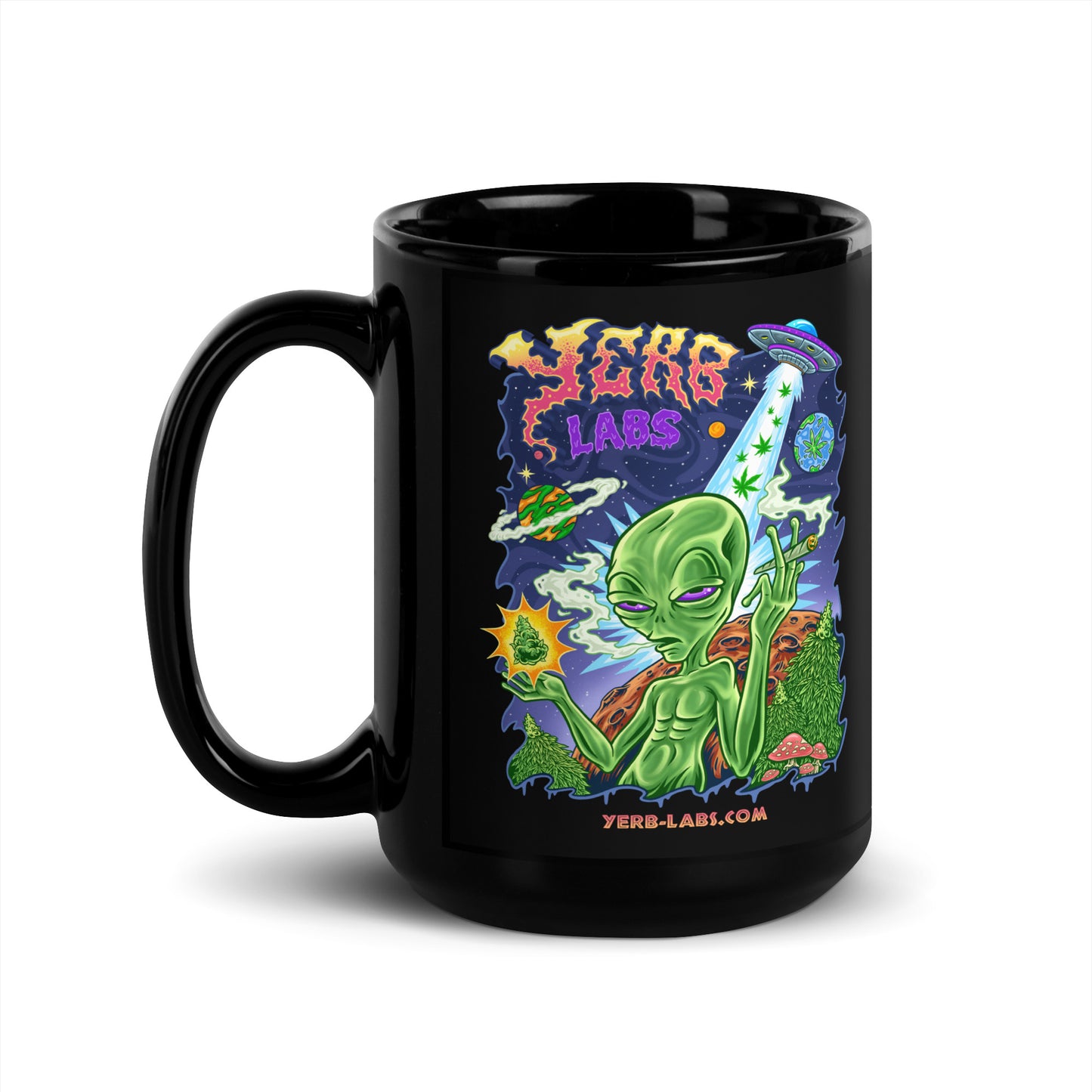 Yerb Labs Trippy Black Glossy Mug