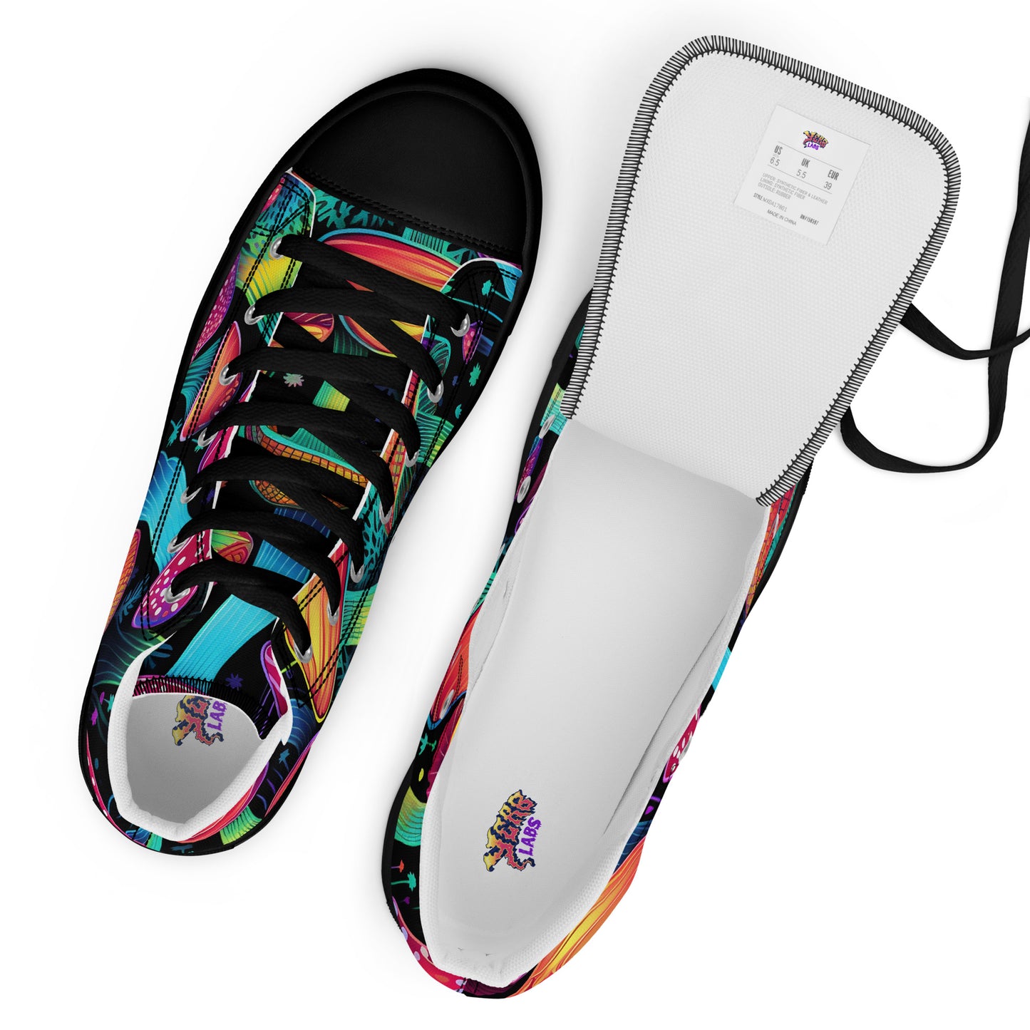 Yerb Labs Psychedelic Mushroom Men’s high top canvas shoes