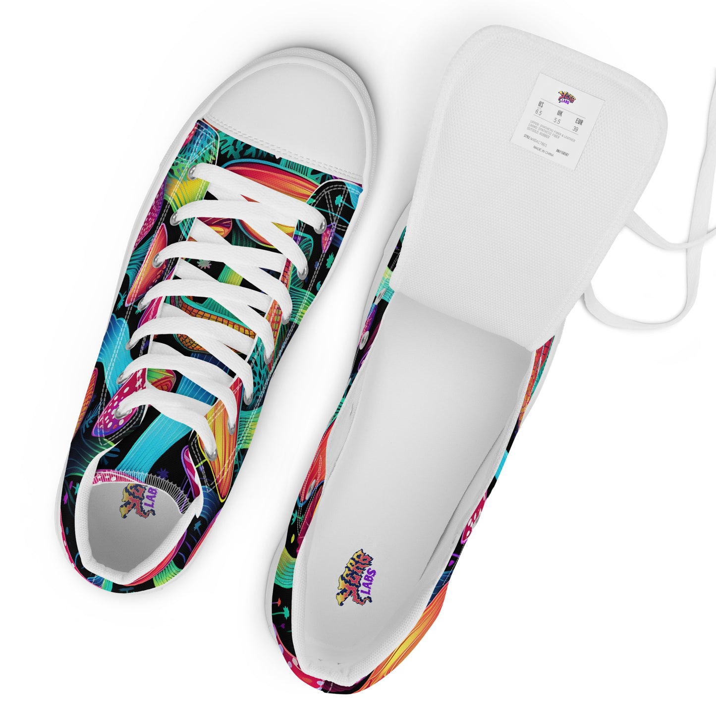 Yerb Labs Psychedelic Mushroom Men’s high top canvas shoes
