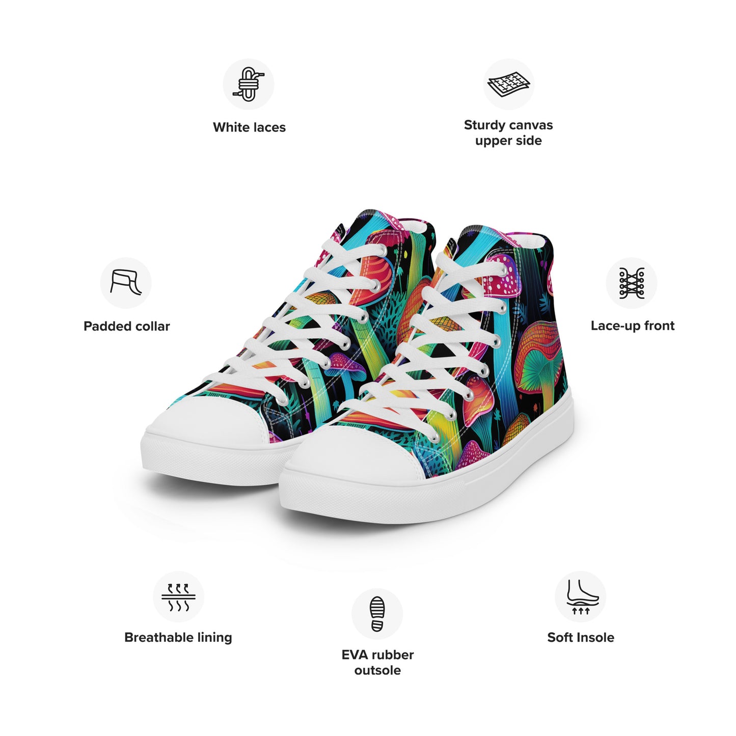 Yerb Labs Psychedelic Mushroom Men’s high top canvas shoes