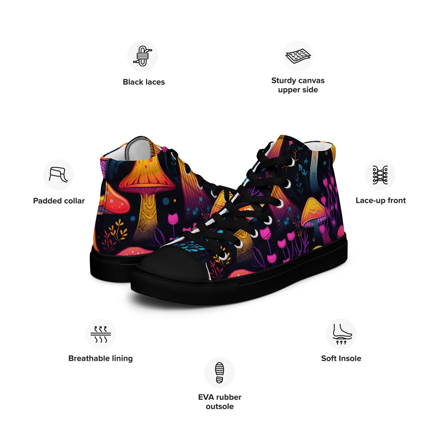Yerb Labs Magic Mushroom Women’s high top canvas shoes
